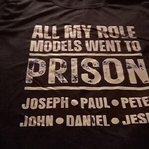Black Graphic Men's Short Sleeve Tee with 'PRISON' Statement